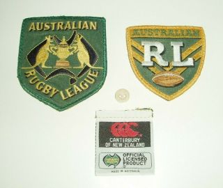 Vintage Australian Rugby League Embroidered Patches X 2,  Label,  Button C1990