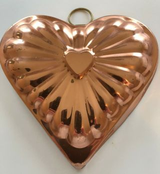 Vintage Copper Aluminum Jello Mold Heart
