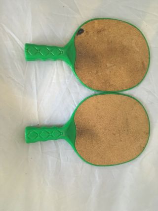 Two Vintage J.  Pressman Table Tennis Paddles Ping Pong Green Plastic Rubber