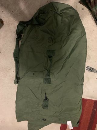 Vintage Us Military Army Green Canvas Duffel Bag 36 " Heavy Nylon