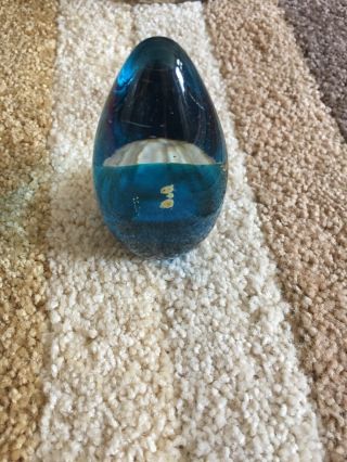 Vintage Malta Egg Shaped Paperweight Glass - Signed