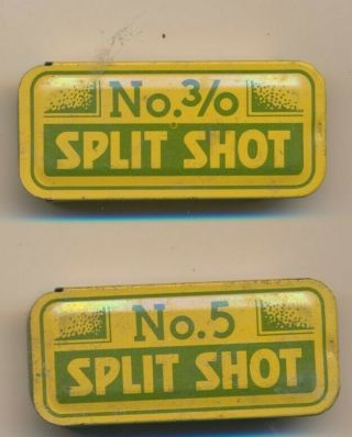 2 Vintage Lead Split Shot Fishing Weight Tins Houston Tackle Co.