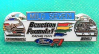 Vintage 1990s Michael Schumacher Benetton F1 Formula One Racing Enamel Badge