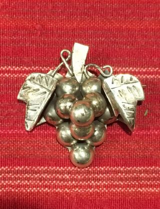 Vintage Taxco Sterling Silver Grape Cluster Pin/pendant Mexico 925 Brooch