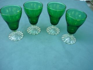 4 Vintage Forest Green Boopie/bubble Goblets 4oz.