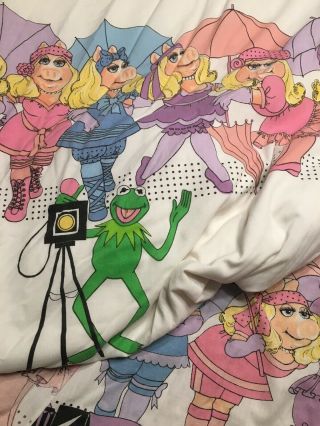 Vintage Miss Piggy Kermit Photo shoot fitted sheet & Flat Set Lady Pepperell 2
