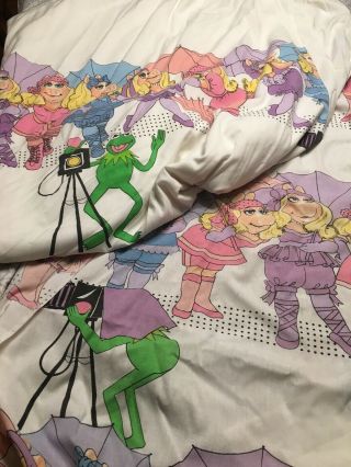 Vintage Miss Piggy Kermit Photo shoot fitted sheet & Flat Set Lady Pepperell 4