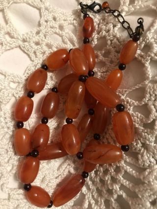 Vintage Amber Glass Bead Necklace Approx 25”