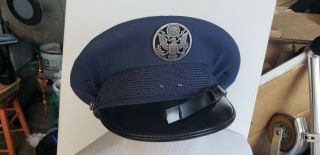 Us Air Force Blue Service Mans Hat Cap Military,  Medal,  Authentic,  Vintage 7 1/8