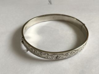 Vintage Silver Engraved Bangle Bracelet.  Width 5/16”