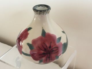 Vintage Cobridge Stoneware Red Flowers Vase 2