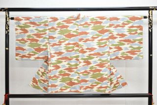 Vintage Silk Kimono Jacket:fully Shibori Colourful Mist@ym52