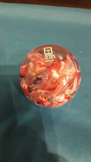 Vintage Mdina Glass Paperweight - Labelled & Etched 19 - 011