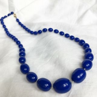 Vintage Art Deco Retro Rockabilly Royal Blue Graduated Beads Necklace