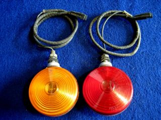 Vintage Pair Deitz 275 Turn/brake/signal/marker Amber/red Lights W/leads