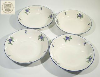 Set 4 Vintage Royal Doulton Everyday Blueberry Pattern 7 " Pudding Bowls Tc 1204