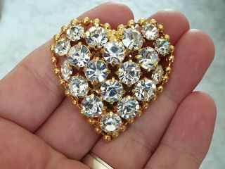 Vintage Art Deco Jewellery Crafted Sparkling Crystal Sweetheart Gold Brooch Pin