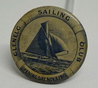 Vintage Hat Pin / Badge Glenelg Sailing Club Opening Day Nov 8 1919