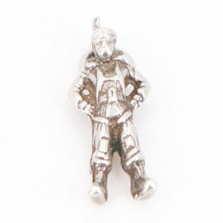 Vtg Sterling Silver Wwii Era Paratrooper Us Army Air Corps Bracelet Charm - 1.  5g