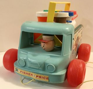 Fisher Price 131 Vintage Milk Wagon 637 Crate Carrier & 6 Bottles W/caps 2