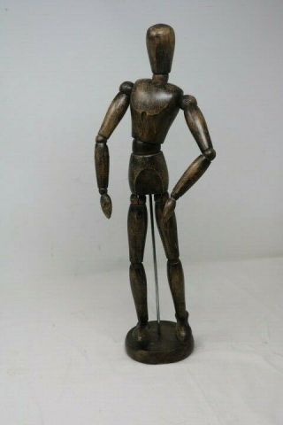 Vintage Artist Figure Manikin Model Wooden Jointed Pose - Able 40 Cm Tall A3