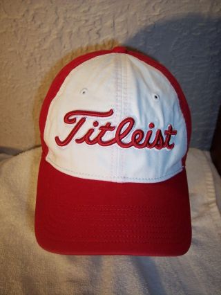 Vintage Titleist 1 Red/White Canada Logo Cotton Adjustible Golf Cap/Hat 2