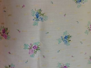 Vintage Fabric,  Cotton,  Flocked,  Flowers,  Dolls,  30 " X 23 "
