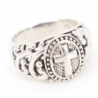 Vtg Sterling Silver - Filigree Ornate Cross Religious Ring Size 9.  75 - 8g