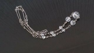 Czech Vintage Art Deco Linked Clear Faceted Glass Bead Necklace 2