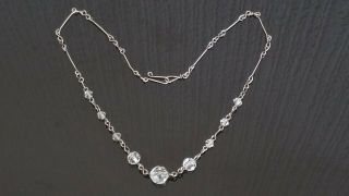 Czech Vintage Art Deco Linked Clear Faceted Glass Bead Necklace 3