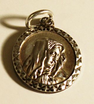 Vintage Georg Jensen Small Religious Silver Crying Madonna,  Virgin Mary Medal