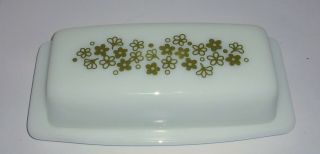 Vintage Pyrex Butter Dish Green Spring Blossom Crazy Daisy 72 - B