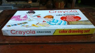 Vintage 1958 Binney & Smith Crayola Crayons No.  72 Drawing Set w/ Box 2