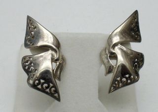 Vintage Givenchy Paris York Silver Tone Clip On Earrings