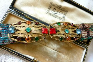 Vintage Jewellery Art Deco Czech Filigree Rhinestone Dress Belt Buckle