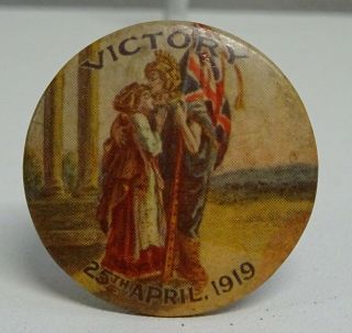 Ww1 Victory Vintage Hat Pin / Badge 25th April 1919