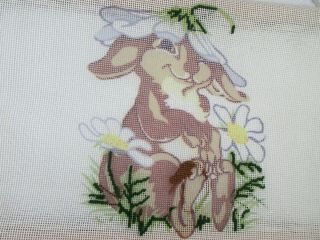 Vtg.  1978 Dimensions Creative 2096 Needlepoint Bunny Flower Cross Stitch Canvas