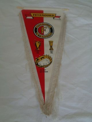 Vintage Feyenoord Pennant.  1970 And 1974 European Trophies.