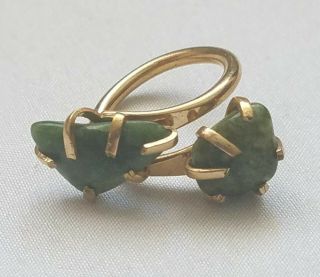 Vintage Signed Sarah Coventry Ring Gold Tone With Green Stones
