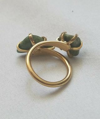 Vintage Signed Sarah Coventry Ring Gold tone with Green Stones 2
