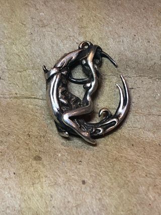 Vintage Silver Naughty & Risqué Lady And Man In The Moon Charm