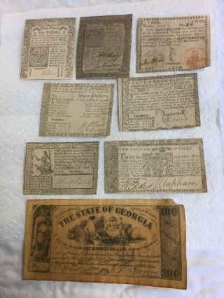 7 Different Vintage Facsimile Currency Notes 1700 
