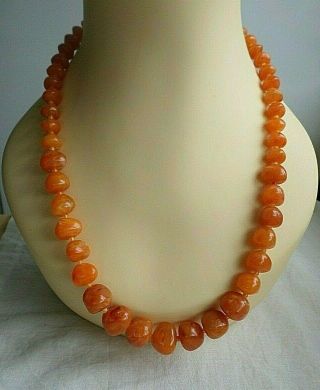 Vintage Faux Amber Beaded Necklace With Graduated Beads