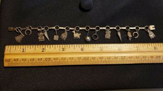 VINTAGE CHARM SOUTH AMERICAN PERU OR MEXICO SILVER TONE BRACELET UNSIGNED 2