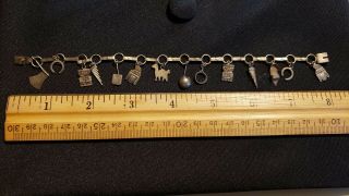 VINTAGE CHARM SOUTH AMERICAN PERU OR MEXICO SILVER TONE BRACELET UNSIGNED 4