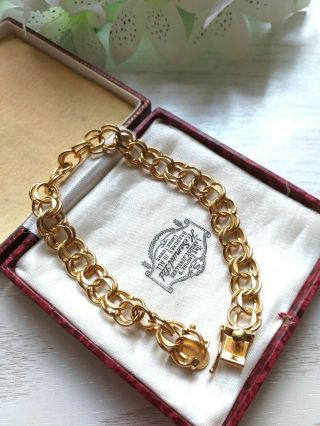 Vintage Old Jewellery - Double Link 12k Gold Filled Charm Bracelet.  1960 