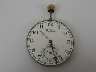 Vintage Waltham Pocket Watch Movement And Dial For Spares Or Repairs Running