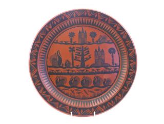 Vintage Royal Worcester Crown Ware Terracotta Plate By Scottie Wilson