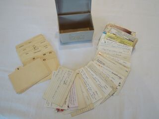 Vintage Recipe Box Filled With Recipes Handwritten Cards Clipped Some Dated