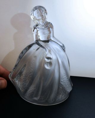 Vintage Royal Crystal Rock Glass Lady Figure With Frosted Glass Skirt - 15cm H